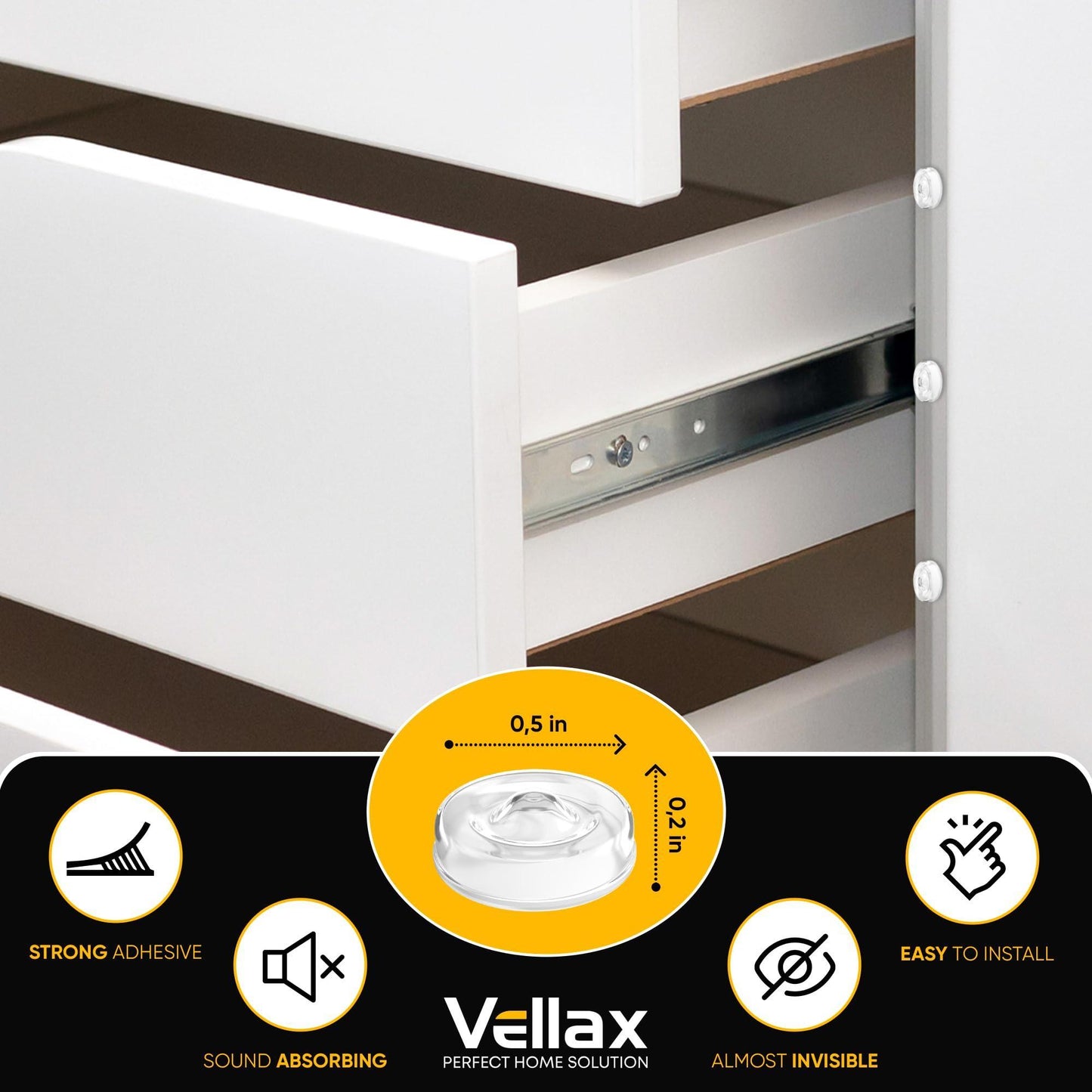 Self Adhesive Cabinet Door Bumpers   25 pcs Sticky Silicone Clear