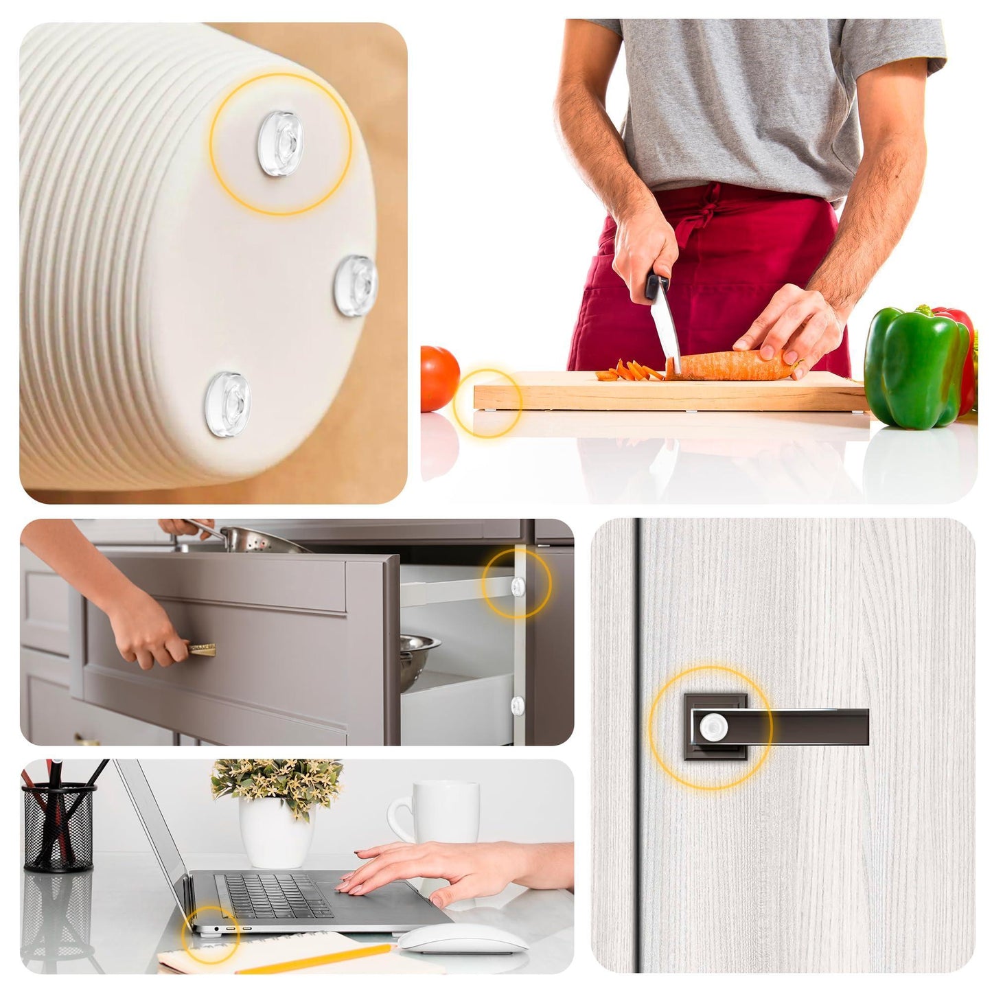 Self Adhesive Cabinet Door Bumpers   25 pcs Sticky Silicone Clear